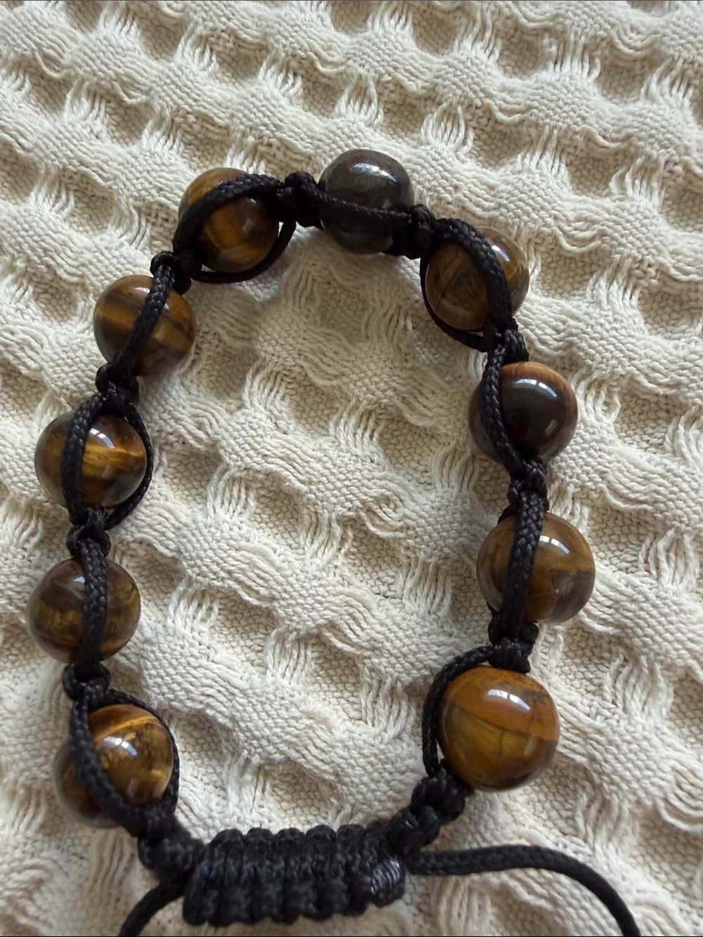 Women/ Men Brown Tiger Eye Bead Adjustable Bracelet